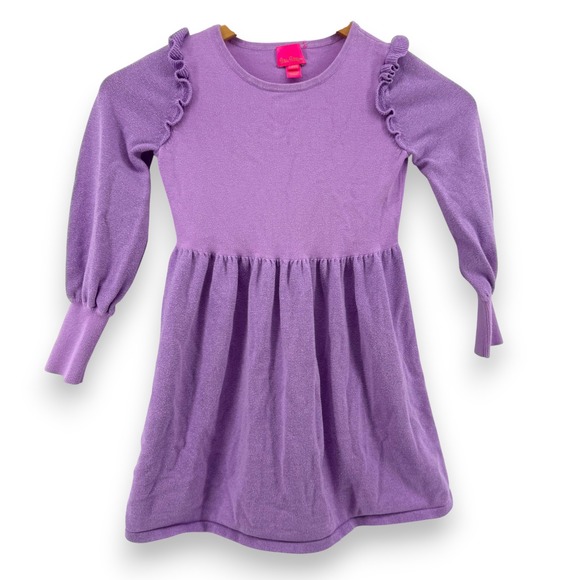 Lilly Pulitzer Other - Lilly‎ Pulitzer Girls Knit Sparkle Ruffle Dress Purple Size L 10-12